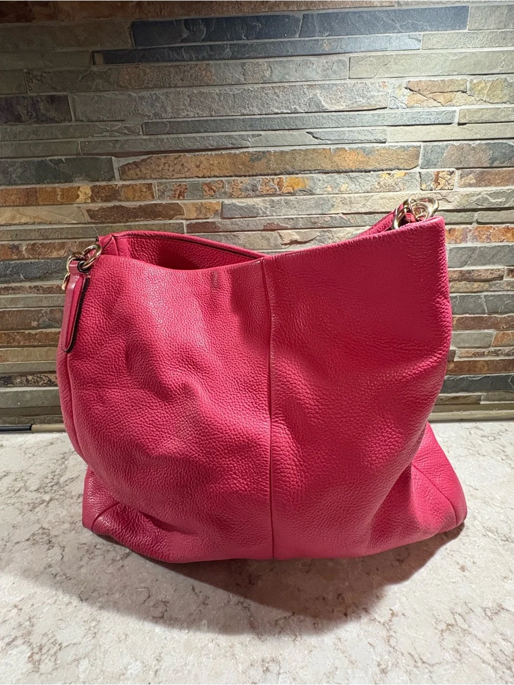 Coach Pink Pebbled Leather Shoulder Hobo